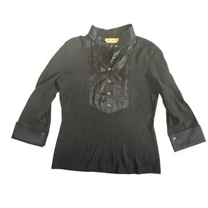 St. John Black Tuxedo Shirt Size Small